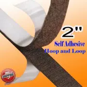 2" x 5 Yards 15 FT Black Self Adhesive Fabric Hook and Loop Stick On Tape 5 cm