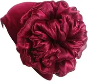 [COMVIP] Women Flower Hat Cancer Hat Turban Chemo Beanie Head Wrap Cap Burgundy
