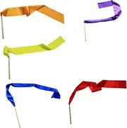 BRIGHTFUFU 7pcs Kids Silk Rhythmic Ribbons Dance Streamers for Gymnastics Training Chinese Dance
