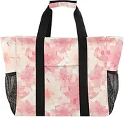 [sanluoli] Large Tote Bag For Women Collapsable Beach Bag With Compartments with Handles Travel Laundry Bag, Rosette Pattern Pink Gold, 1 size