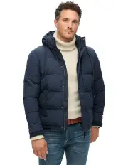 [Superdry] Everest Short Hooded Puffer Jacket in Nordic Chrome Navy