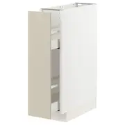 METOD / MAXIMERA base cabinet/pull-out int fittings, white/Havstorp beige, 20x60x80 cm