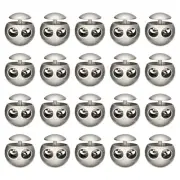 20Pcs Alloy Spring Cord Lock Ends Toggle for Shoelaces Silver Tone 17.6x19.6mm