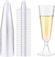 100 Pack Plastic Champagne Flutes 150ML Plastic Champagne Glasses Perfect for Wedding, Thanksgiving Day, Christmas (Clear 150ml, 100)