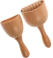 Self-massage Tool Set 2pcs Wooden Massage Cup Handheld Back Massager for Muscle Relief