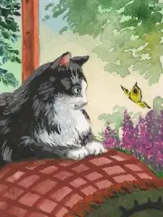 1.5x2 DOLLHOUSE MINIATURE PRINT OF PAINTING RYTA 1:12 SCALE TUXEDO CAT folk art