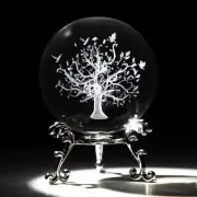 60mm Tree of Life Crystal Ball with Stand 3D Laser Engraved Life Tree Figurin...
