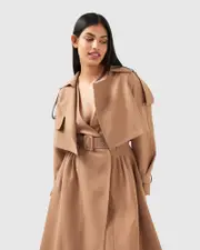 [Belle & Bloom] Manhattan Cropped Trench - Camel