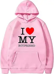 [Ceboyel] I Love My Boyfriend Hoodie Love Heart Valentines Day Sweatshirt Sweater Pullover Tops Cute Funny Gifts Clothes Bf