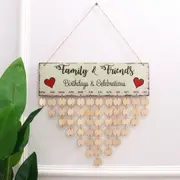 Family Birthday Board Plaque DIY Hanging Wooden Birthday Reminder Calendar Gift