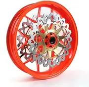 Neon Orange Front Rear Wheel Rim and Brake Discs Rotors Compatible with Honda CBR1000RR 2006-2016, Motorcycle Replacement Accessories Parts