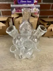 NIB Plant Propagation Station 10 Stacked Glass Bud Vase Test Tube Cluster