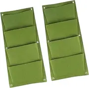 B Baosity 2 Pieces Hanging Grow Bags Flower Containers Non Woven Fabrics Wall Planters Hanging Flower Pouch for Porch Outdoor, Green Vertical
