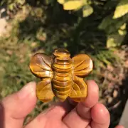 1Pc Natural tiger eye stone hand-carved butterfly skull quartz crystal Reiki