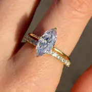 Marquise Solitaire Engagement Ring With Stacking Round Eternity Band Bridal Set