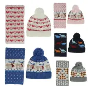 Colorful Christmas With Fringe Hat Scarf Set For Unisex Christmas Scarf