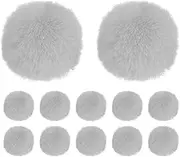 uxcell 12-Pack Faux Fur Pom Poms, 1.2 Inch/ 3.1 cm Soft Fluffy Pompoms Balls Faux Rabbit Fur with Elastic Loop for Hats/Bags/Keychains/Knitting Accessories/DIY Crafts [Light Grey]