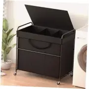 Large Laundry Hamper, 3 Compartment Laundry Basket with 180L Black 3-Compart