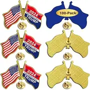 [MIDLE] 6/12/50/100Pcs American US Donald Trump Flag Lapel Pins Bulk -MAGA Show Your Support For Republican GOP 2024 President Vote Campaign Pins