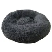 Pet Dog Cat Calming Bed Warm Soft Plush Round Nest Comfy Sleeping Kennel Cave - Grey