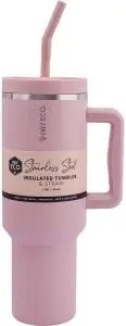 Ever Eco Insulated Tumbler with Handle & Straw Rose 1.18L