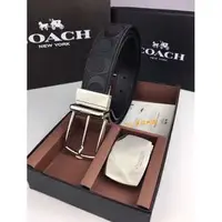 在飛比找旋轉拍賣優惠-精品代購COACH 55157浮雕款男士皮帶 配銀針+銀板 