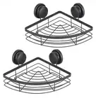 2 Pack Round Corner Shower Caddy Shelf Basket Rack with Premium Vacuum Suction