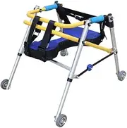 Child Rehabilitation Rollator Walker Walking Frame with Wheels Rollator Walker with 4 Wheels Folding Walking Frame for Kids Height Adjustable Wheel(Blue,Small)