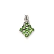 Sterling Silver Diamond u0026 Tsavorite Garnet Square Pendant