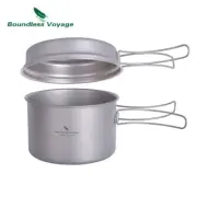 1200ml & 500ml Camping Titanium Pot Pan Set Outdoor Lightweight Travel Cookware