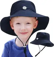 [ViEinkaufen] Sun Hats forKids, Wide Brim Summer UV Protection Bucket Sun Hat, UPF 50 Sun Hats Adjustable Breathable Beach Cap for Boys Girls