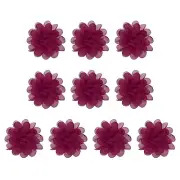 10Pcs 3.9" Chiffon Flowers Fabric Flower Sewing Fabric Appliques Dark Rose