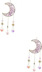 Happyyami 2pcs Crystal Decoration Sun Catchers for Solar Garden Celestial Decor Diffuser Solar Lights Prism Fountain Crystals Lantern Car Sunflower Fairy Tree Film Lamp