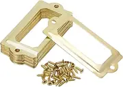 ONLYKXY 17Pcs Iron Metal Label Box Drawer Handle Card Frame File Name Card Holder for Furniture Cabinet Hardware Case Accessories 2.7x1.2inch (Gold)