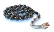 Collectible Original Erzurum Oltu, 1000K Silver Inlay Prayer Beads تسبيح Masbaha