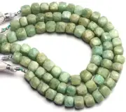 8 inch strand of natural Amazonite Cube Faceted 10mm beads.
