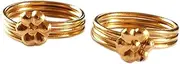 [Deccani Handicrafts] Daily use Metal Alloy(Panchaloha) Toe Ring for Women- 3 Rounds with Flower on Top (Gold), Non-Precious Metal, No Gemstone