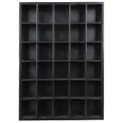 GSM Brands Shot Glass Display Case Black Wood Holds Set of 30 Glasses 167