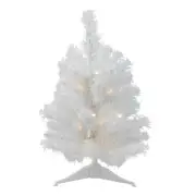 Northlight 18" LED Snow White Artificial Christmas Tree - Candlelight Lights