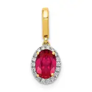 14K Yellow Gold Real Diamond and .99 Ruby Halo Pendant