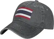[MDATT] Thailand Flag Baseball Cap Adjustable Twill Bulk with Ponytail Hole Washed Dad Hat for Men Women