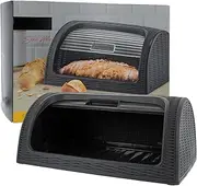 [Posten Anker] Plastic Bread Bin, Bakeware Storage, 41 x 26 x 18 cm, Stylish Bread Box, Store Bread Fresh, Grey Anthracite