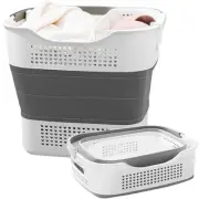 Collapsible Foldable Laundry Baskets, Large Plastic with Small Basket and Handle