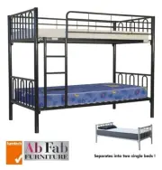 BUNK_BED - FLASH SINGLE BUNK BED METAL STEEL IN BLACK - HUGE 95cm HEAD ROOM