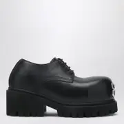 [Balenciaga] Black leather Derby Stomper shoe 39 IT Black