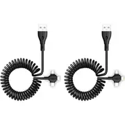 2x Sansai 3in1 USB USB-C Micro Charging 1.5m Coiled Cable for iPad/iPhone Assort