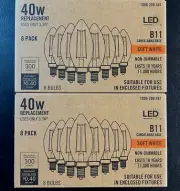 2 Sets 8pk Soft Light B11 LED Bulbs E12 Base Indoor Outdoor Light Replacement