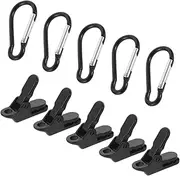 TOKIDNY 1 Set Car Tent Keychain Ring Gray Tent Windproof Clip Bungee Cords with Hooks Flat Long Bungee Cords Small Carabiner Clips Mini Lobster Clasp Ball Chain Keychain Flag Pole Ring