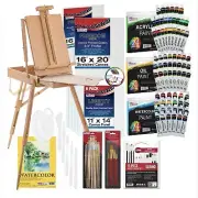 U.S. Art Supply 121-Piece Custom Artist Painting Set Field Sketch Box Easel, Kit