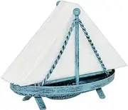 OwlGift Metal Sailboat Shaped Napkin Holder, Tabletop Paper Towel Dispenser, Mail Letter Sorter Rack, Document File Storage - Turquoise